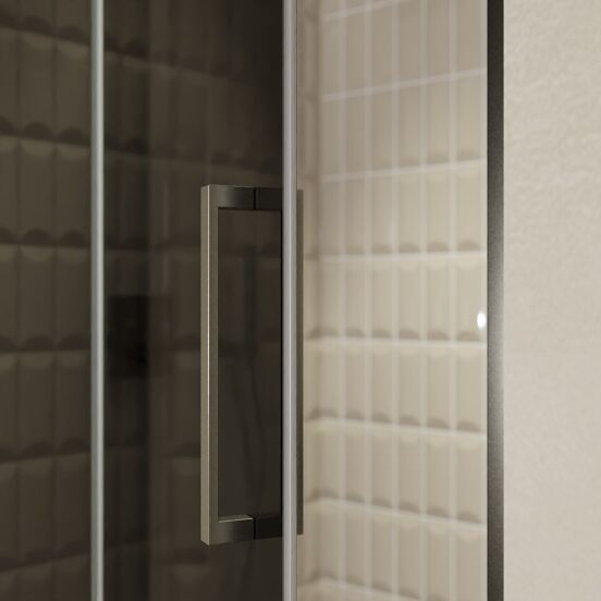 Balmani Senses Design douche draaideur links 120 cm x 210 cm Rookglas, Brushed GunMetal profielen, met coating