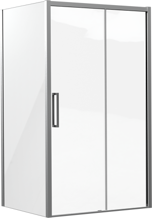 Luca Varess Senses paroi d'angle avec porte coulissante et paroi latérale fixe 120 x 100 cm verre transparent profil chrome brillant