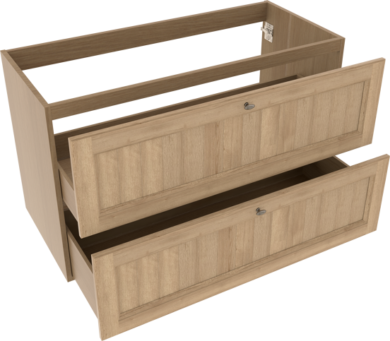 Balmani Lemon stehender Waschbeckenunterschrank: 120 x 55 cm, Eiche verwittert, 2 Schubladen