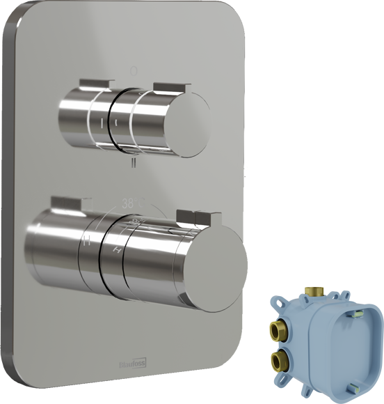 Blaufoss Smartbox Softline thermostat de douche encastré 2 fonctions chrome brillant incl élément intégré