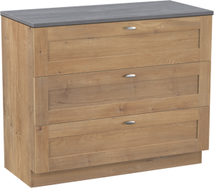 Linie Classo staand badkamermeubel 100 x 46 cm natuur eik met Lado enkel of dubbel tablet in melamine beton donkergrijs