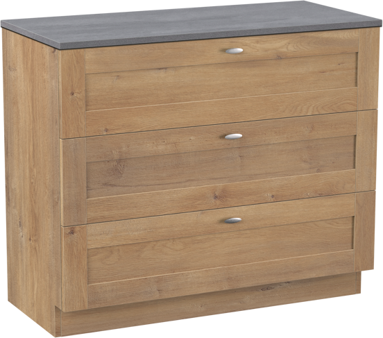 Linie Classo meuble salle de bains à poser 100 x 46 cm chêne naturel avec Lado tablette simple ou double en mélaminé béton gris foncé