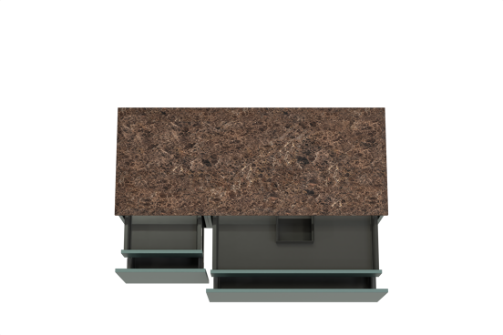 Balmani Sfera meuble salle de bains suspendu 135 x 55 cm forest avec Stretto tablette simple ou double en marbre dark emperador