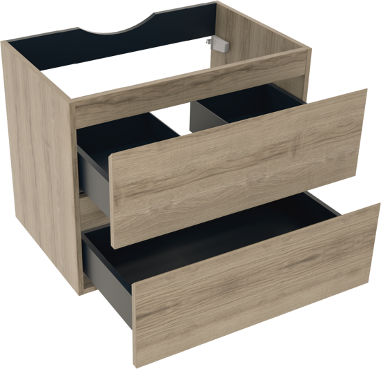 Linie Lado zwevende wastafelonderkast 70 x 46 cm grijze eik 2 lades