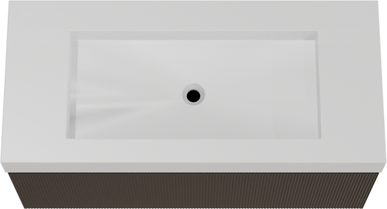Balmani Fila meuble salle de bains suspendu 120 x 55 cm chêne noir avec Modus lavabo simple pour 2 trous de robinet en solid surface blanc mat, Nervure droite symétrique verticale
