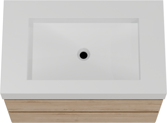 Balmani Mitra hängendes Möbelstück Set: 90 x 55 cm, Rohe Eiche, mit Modus Einzelwaschtisch, Solid Surface Weiß matt