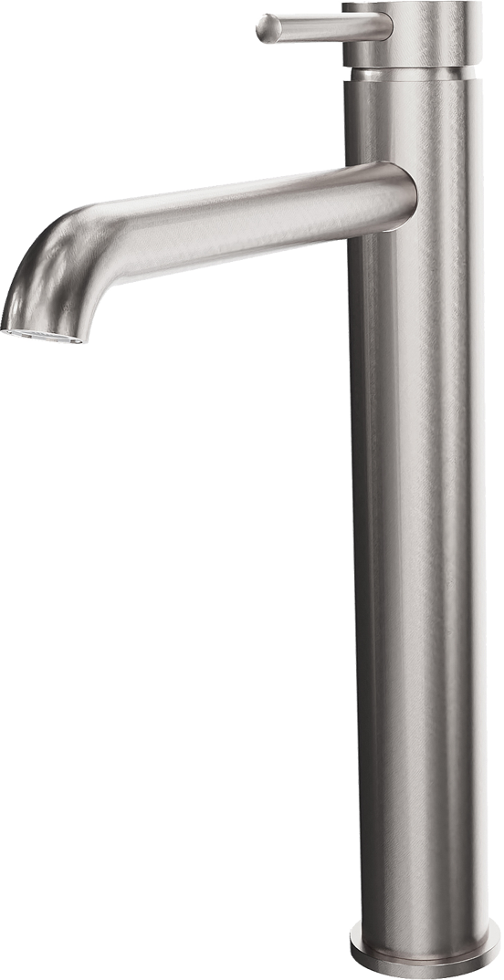 Blaufoss Round verhoogde wastafelkraan Brushed CoolMetal