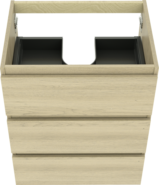 Balmani Lucida stehender Waschbeckenunterschrank: 67,5 x 55 cm, Eiche verwittert, 3 Schubladen