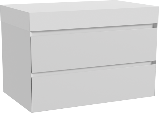 Balmani Mitra meuble salle de bains suspendu 90 x 55 cm blanc mat avec Dominus tablette simple en solid surface blanc mat