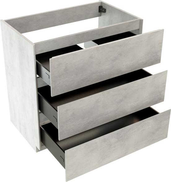 Storke Edge staande wastafelonderkast 85 x 52 cm beton zilvergrijs 3 lades