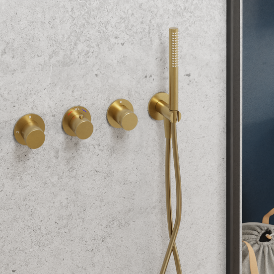 Blaufoss Pavilion inbouw thermostaat brushed gold incl. inbouwelement