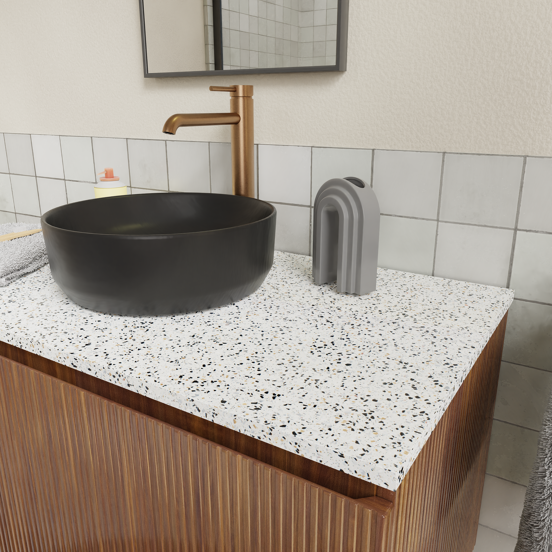 Storke Tavola enkel tablet mat wit/zwart terrazzo 95 x 52 cm