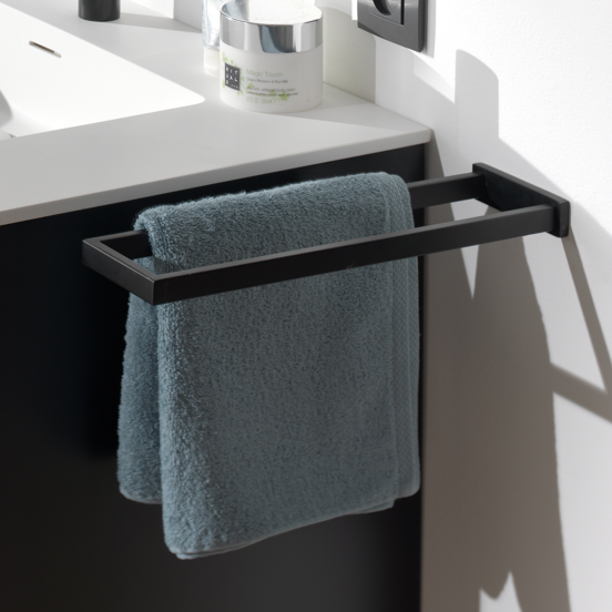 Blaufoss Noma dubbele handdoekhouder zwart mat 41cm