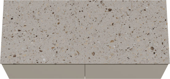 Balmani Idra hängendes Möbelstück Set: 135 x 55 cm, Steingrau, mit Stretto Einzel- oder Doppel Waschtischplatte, Terrazzo in Greige