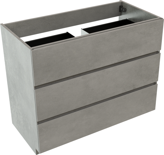 Storke Edge meuble sous-lavabo a poser 105 x 52 cm béton gris foncé 3 tiroirs