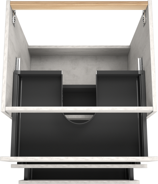 Balmani Lucida meuble sous-lavabo a poser 67,5 x 55 cm béton gris argent 3 tiroirs