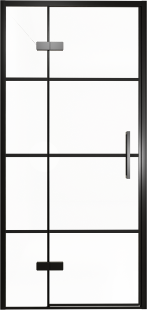 Balmani Senses Design porte pivotante à gauche 100 cm x 210 cm verre Lined, Profil noir