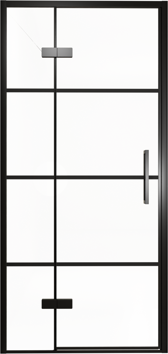 Balmani Senses Design porte pivotante à gauche 100 cm x 210 cm verre Lined, Profil noir, coating inclus