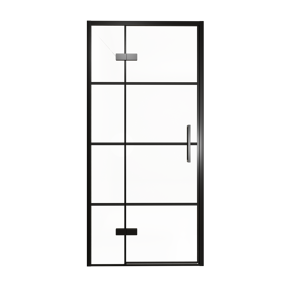 Balmani Senses Design Dusche Drehtür, Links, 100 cm x 210 cm, Lined, Profil Schwarz