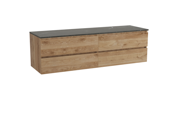 Balmani Lucida meuble salle de bains suspendu 180 x 55 cm chêne brut avec Stretto tablette simple ou double en marbre pietra grey