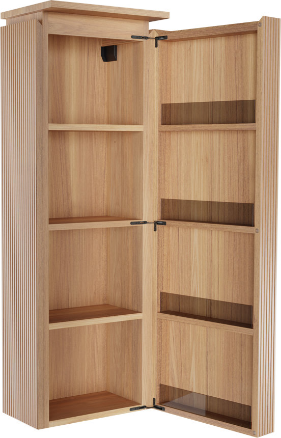Balmani Eclips hängender Hochschrank Rechts Teak 44 x 32 x 130 cm, Vert. Sym. Rippe