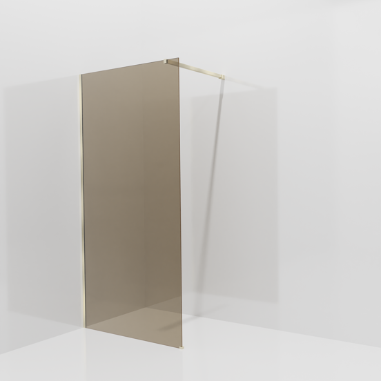 Balmani Modular Walk-In Dusche: 100 x 200 cm, Bronze Glas, inklusive Coating, Profil Brushed Champagne Gold
