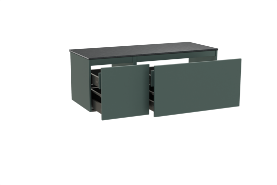 Balmani Sfera meuble salle de bains suspendu 135 x 55 cm forest avec Stretto tablette simple ou double en granit noir