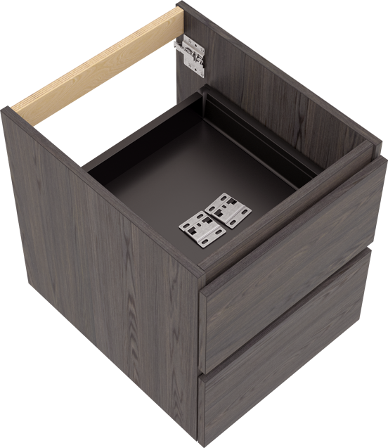 Balmani Lucida meuble sous-lavabo suspendu 45 x 55 cm chêne fumé 2 tiroirs