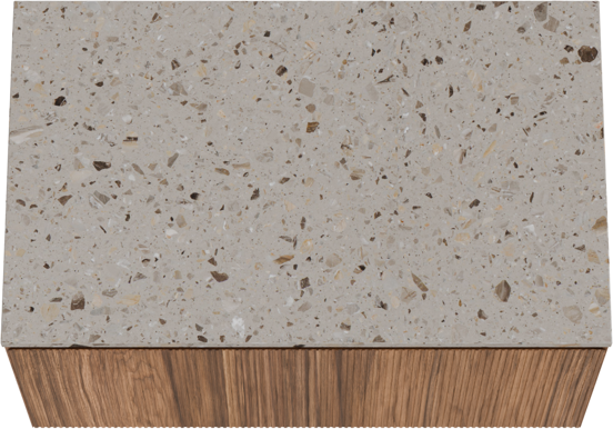 Balmani Fila meuble salle de bains suspendu 90 x 55 cm noyer avec Stretto tablette simple en terrazzo greige terrazzo, Nervure droite symétrique verticale