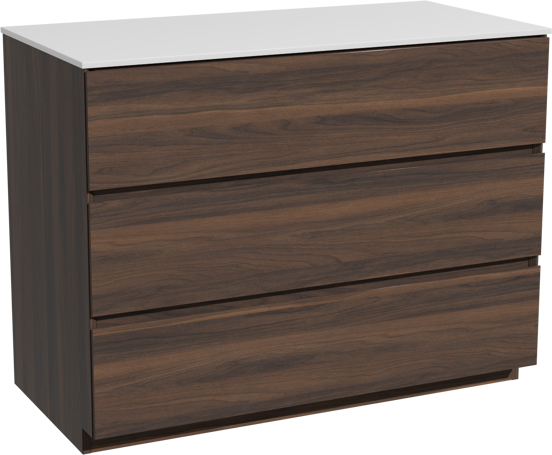 Storke Edge meuble salle de bains à poser 105 x 52 cm noyer avec Tavola tablette simple en solid surface blanc mat