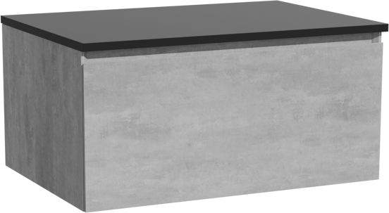 Storke Edge zwevend badkamermeubel 75 x 52 cm beton donkergrijs met Panton enkel tablet in gepoedercoate mdf mat zwart