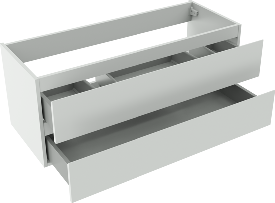 Storke Delta zwevende wastafelonderkast 120 x 48 cm mat wit 2 lades 2 sifonuitsparingen