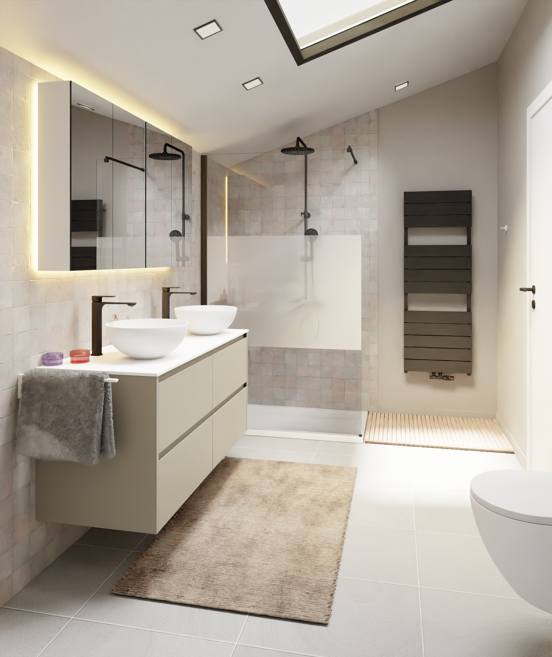 Storke Seda meuble sous-lavabo suspendu 130 x 52 cm soie grise 4 tiroirs