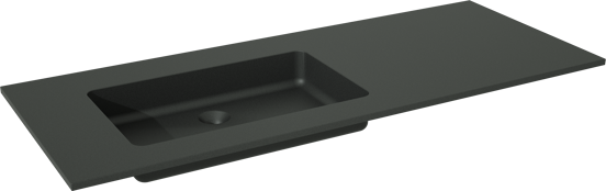 Storke Scuro plan vasque asymétrique à gauche quartz mat 130 x 52 cm combinaison armoire 45 cm