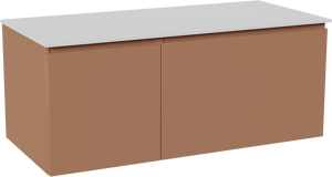 Balmani Sfera hängendes Möbelstück Set: 120 x 55 cm, Cotto, mit Stretto Einzel- oder Doppel Waschtischplatte, Solid Surface Weiß matt