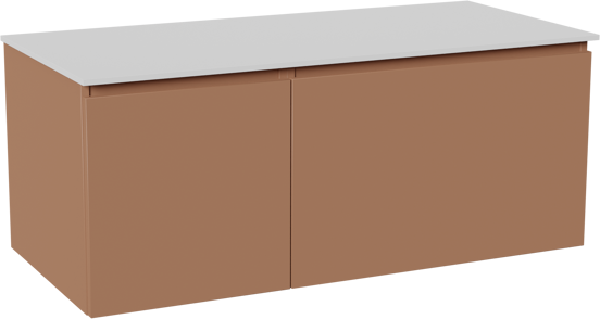 Balmani Sfera meuble salle de bains suspendu 120 x 55 cm cotto avec Stretto tablette simple ou double en solid surface blanc mat