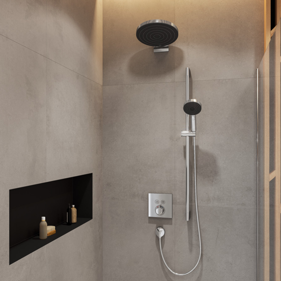 Hansgrohe Showerselect S Square thermostat de douche encastré 2 fonctions chrome brillant