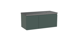 Balmani Sfera meuble salle de bains suspendu 120 x 55 cm forest avec Rock vasque asymétrique droite en granit noir