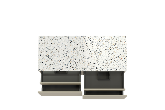 Balmani Sfera meuble salle de bains suspendu 135 x 55 cm dune avec Stretto tablette simple ou double en blanc/noir mat terrazzo