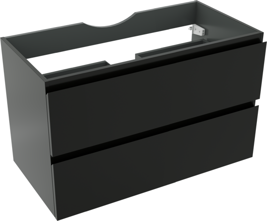 Linie Lado meuble sous-lavabo suspendu 90 x 46 cm noir mat 2 tiroirs