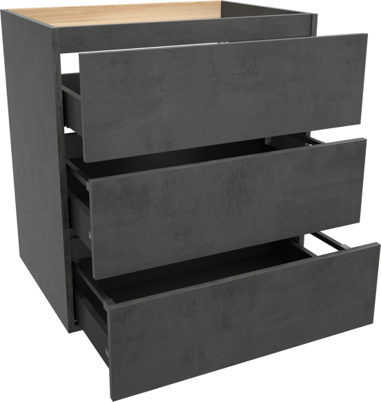 Balmani Lucida staande wastafelonderkast 75 x 55 cm beton donkergrijs 3 lades