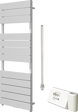 Vipera Teide sèche-serviettes Simple 50 x 142 cm chauffage électrique blanc mat raccordement latéral et central possible 500W, résistance incluse