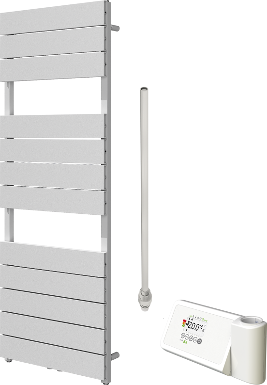 Vipera Teide sèche-serviettes Simple 50 x 142 cm chauffage électrique blanc mat raccordement latéral et central possible 500W, résistance incluse