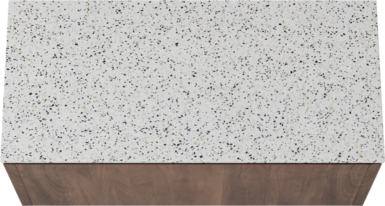 Balmani Eclips zwevend badmeubel 120 x 55 cm Amerikaans notenhout met Stretto enkel of dubbel wastafelblad in Bianco Nero Terrazzo