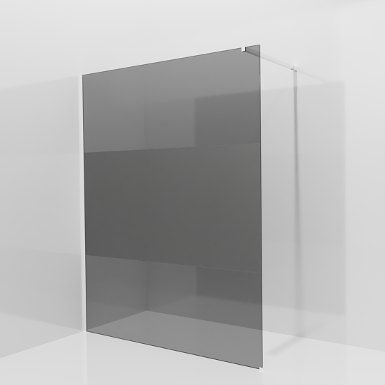 Balmani Modular inloopdouche: 160 x 200 cm, Rookglas met matte strook met coating, Mat witte profielen