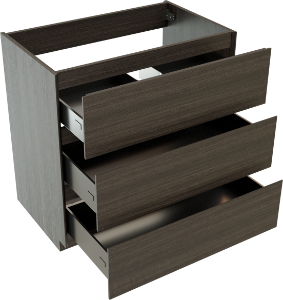 Storke Edge meuble sous-lavabo a poser 85 x 52 cm chêne foncé 3 tiroirs