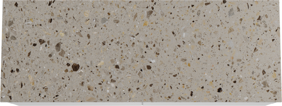 Balmani Mitra hängendes Möbelstück Set: 150 x 55 cm, Weiß matt, mit Stretto Einzel- oder Doppel Waschtischplatte, Terrazzo in Greige