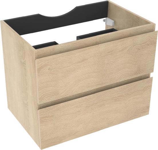 Linie Lado meuble sous-lavabo suspendu 70 x 46 cm chêne blanc 2 tiroirs