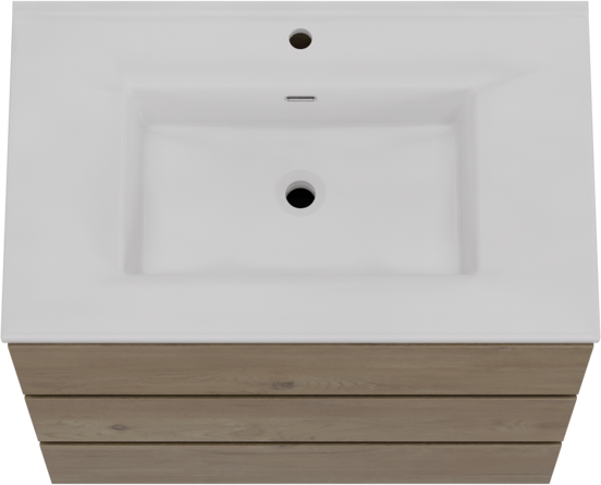 Storke Edge meuble salle de bains à poser 85 x 52 cm chêne brut avec Kera plan simple en céramique blanc mat