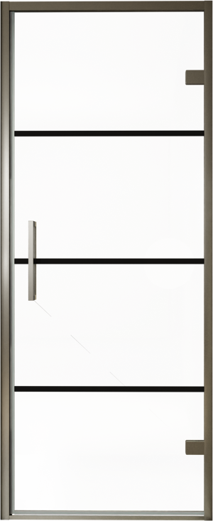 Balmani Senses Design Dusche Drehtür, Rechts, 90 cm x 210 cm, Lined, Profil Brushed GunMetal, inklusive Coating